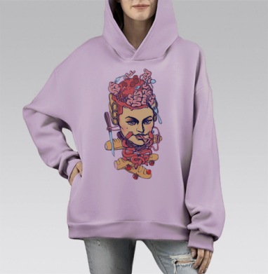 ДИЕТА, Hoodie Mono Fiolet, оверсайз, утепленная