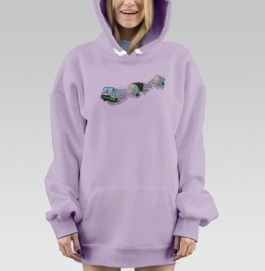 Дизайнерская футболка с динамичным автобусом, Hoodie Mjhigh Dig Mel, Fiolet, утепленная