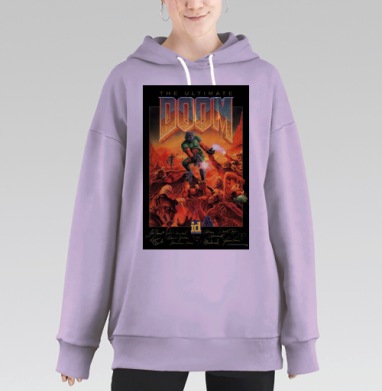 Doom Cover, Hoodie Long Oversize Fiolet