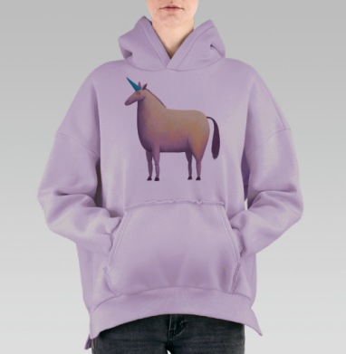 Единорог (Живая Азбука), Hoodie Oversize Fiolet, утепленная