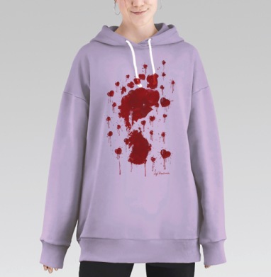 Экспрессивный отпечаток кровавой любви, Hoodie Long Oversize Fiolet