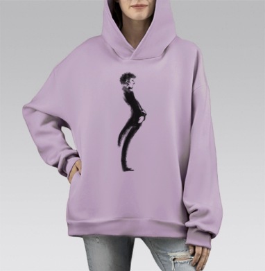 Экспрессия движения: стилизованный силуэт в танце, Hoodie Mono Fiolet, оверсайз, утепленная