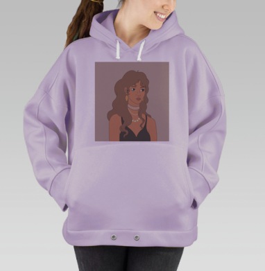 Элегантная женщина с задумчивым взглядом в вечернем платье, Hoodie Oversize Fiolet