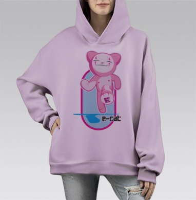 Электронный кот прогресс энергия дерзкой жизнерадостности, Hoodie Mono Fiolet, оверсайз, утепленная