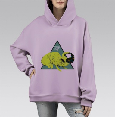 elephant / Слон, Hoodie Mono Fiolet, оверсайз, утепленная