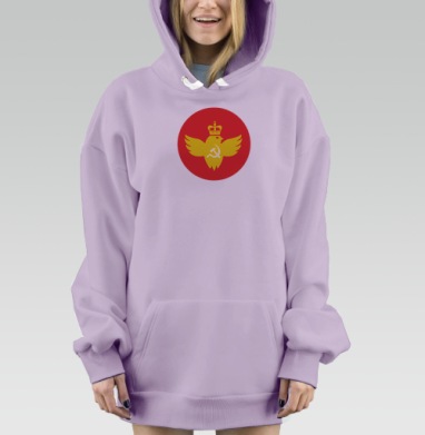 Эмблема силы и контрастов: феникс, корона и серп с молотом, Hoodie Mjhigh Dig Mel, Fiolet, утепленная