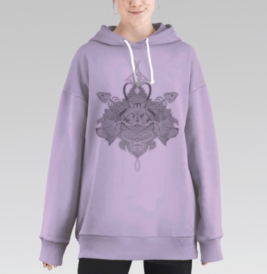 Evil cat / Злобный котяра, Hoodie Long Oversize Fiolet