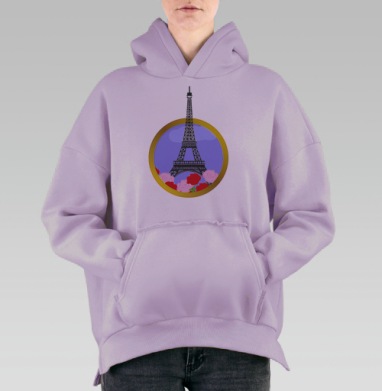 Эйфелева башня весна, Hoodie Oversize Fiolet, утепленная