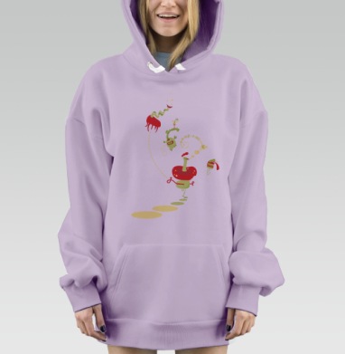 Фантазийное путешествие surrealism с птицей энергией монстром, Hoodie Mjhigh Dig Mel, Fiolet, утепленная