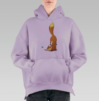 Fox / Лисичка, Hoodie Oversize Fiolet, утепленная