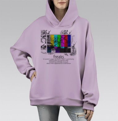 Freaks / Фрики, Hoodie Mono Fiolet, оверсайз, утепленная
