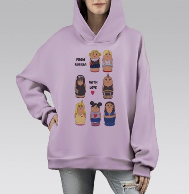 From russia with Love / Из России с любовью, Hoodie Mono Fiolet, оверсайз, утепленная