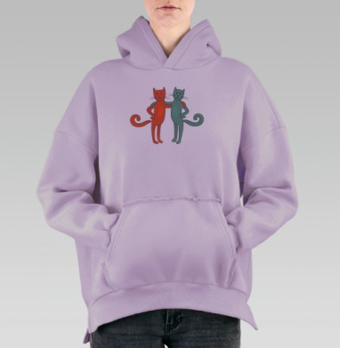 Gemini / Близнецы, Hoodie Oversize Fiolet, утепленная