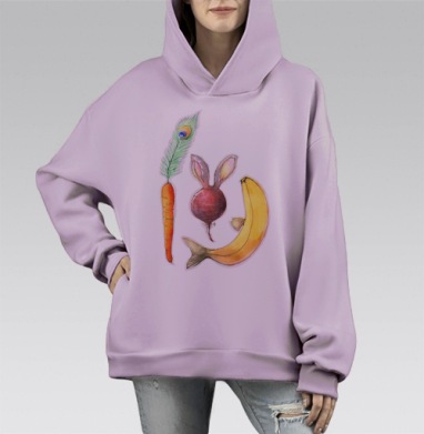 Генно-модифицированные продукты, Hoodie Mono Fiolet, оверсайз, утепленная