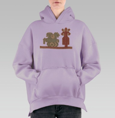 Женщина и конь, Hoodie Oversize Fiolet, утепленная
