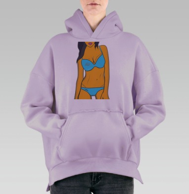 Женский бикини нежно-голубого цвета с надписью, Hoodie Oversize Fiolet, утепленная