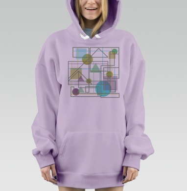 Геометрическая абстракция, Hoodie Mjhigh Dig Mel, Fiolet, утепленная