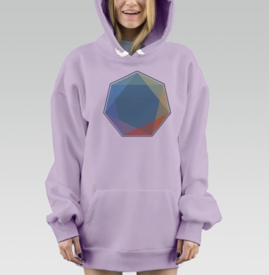 Геометрическая абстракция в многоцветном исполнении, Hoodie Mjhigh Dig Mel, Fiolet, утепленная