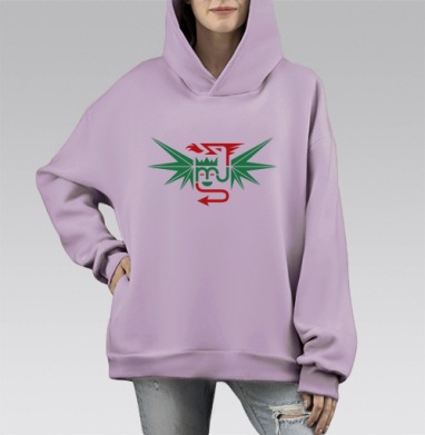 Геометрический дракон король демон мистическое триединство, Hoodie Mono Fiolet, оверсайз, утепленная