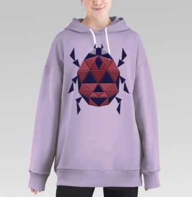 Геометрический жук в стиле лоу-поли – дизайнерская эмблема, Hoodie Long Oversize Fiolet