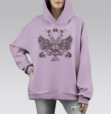 Герб, Hoodie Mono Fiolet, оверсайз, утепленная