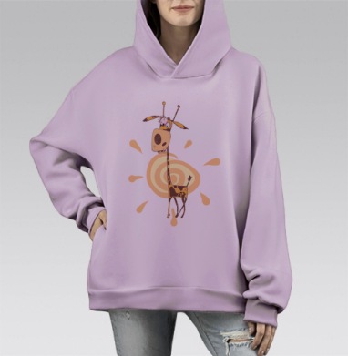 Жирафик, Hoodie Mono Fiolet, оверсайз, утепленная
