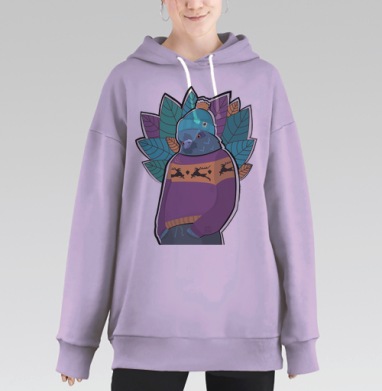 Голубь-модник в зимней одежде – стиль и юмор, Hoodie Long Oversize Fiolet
