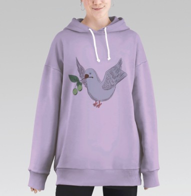 Голубь с оливой, Hoodie Long Oversize Fiolet