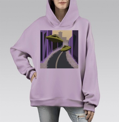 Город будущего, Hoodie Mono Fiolet, оверсайз, утепленная