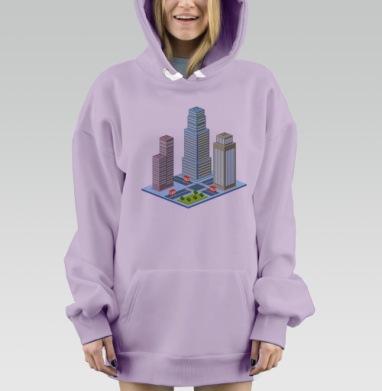 Город, Hoodie Mjhigh Dig Mel, Fiolet, утепленная