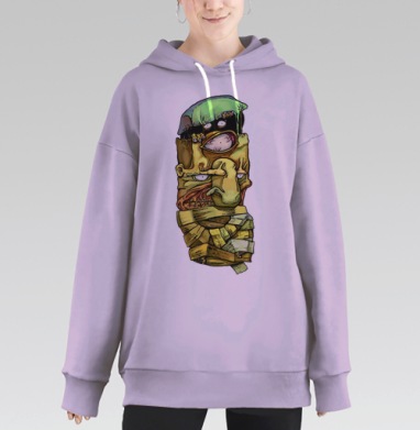 Гротескный тотем из деформированных лиц, Hoodie Long Oversize Fiolet