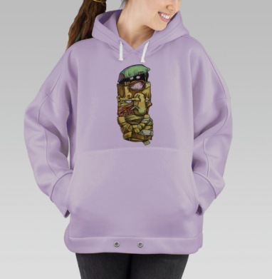 Гротескный тотем из деформированных лиц, Hoodie Oversize Fiolet