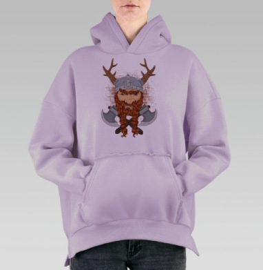 Грозный викинг, Hoodie Oversize Fiolet, утепленная