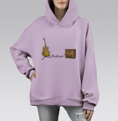 Guitar & Amp / Гитара и усилитель, Hoodie Mono Fiolet, оверсайз, утепленная