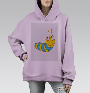 Гусеница, Hoodie Mono Fiolet, оверсайз, утепленная