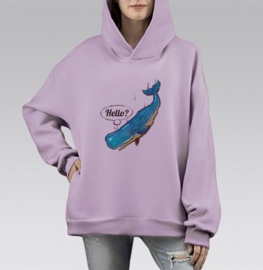 Hello / Привет, Hoodie Mono Fiolet, оверсайз, утепленная