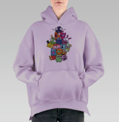Hello / Привет, Hoodie Oversize Fiolet, утепленная