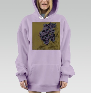 hipster skulls / Хипстерские черепа, Hoodie Mjhigh Dig Mel, Fiolet, утепленная