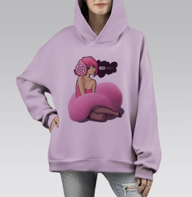 I AM SWEETY / Я сладость, Hoodie Mono Fiolet, оверсайз, утепленная