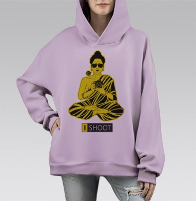 I Shoot / Я снимаю, Hoodie Mono Fiolet, оверсайз, утепленная