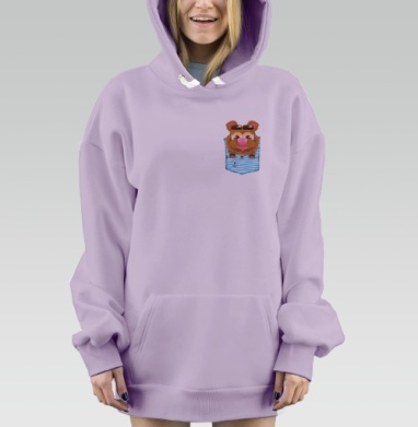 Игривый рыжий медведь в морской рубашке, Hoodie Mjhigh Dig Mel, Fiolet, утепленная