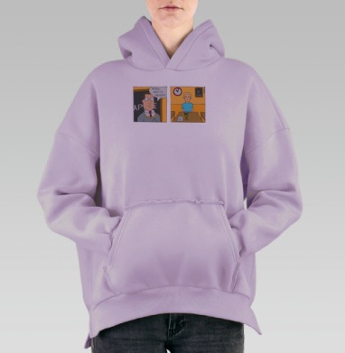 Ироничный комикс о школьном одиночестве, Hoodie Oversize Fiolet, утепленная