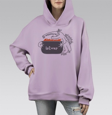 Ироничный монстр и пылающая печень горящая печень, Hoodie Mono Fiolet, оверсайз, утепленная