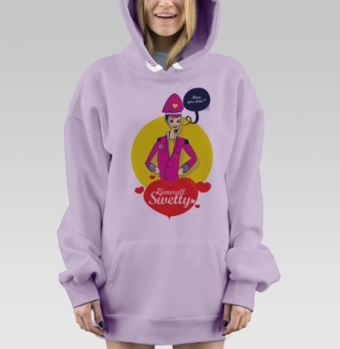 Ироничный розовый генерал Swetty / Генерал Милашка How you doin, Hoodie Mjhigh Dig Mel, Fiolet, утепленная