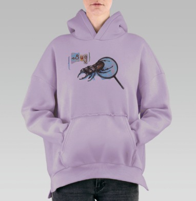 Изучение жука через увеличительное стекло, Hoodie Oversize Fiolet, утепленная