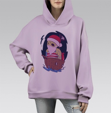 Капитан Джек Мороз, Hoodie Mono Fiolet, оверсайз, утепленная