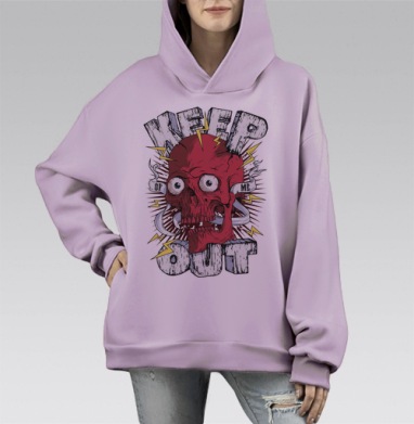 Keep out / Держись подальше, Hoodie Mono Fiolet, оверсайз, утепленная