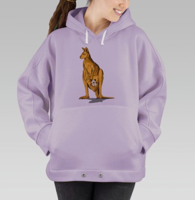 Кенгуру с котёнком: трогательная дружба в сумке, Hoodie Oversize Fiolet