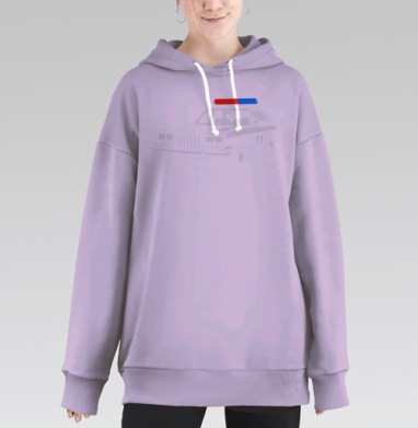 Классический полицейский автомобиль ретро минимализм маячки, Hoodie Long Oversize Fiolet