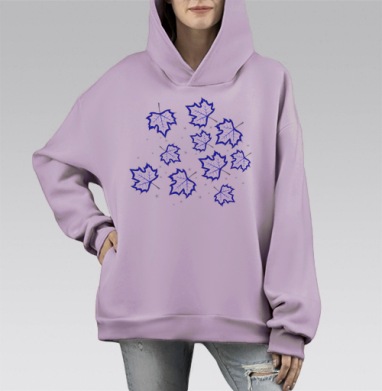 Кленовые листья, Hoodie Mono Fiolet, оверсайз, утепленная